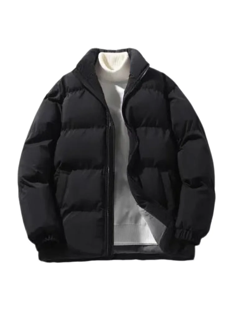 2025 Man Parka New Solid Color Fashion Winter Warm Casual And Comfortable Double Pocket Zipper Style Cotton Jacket