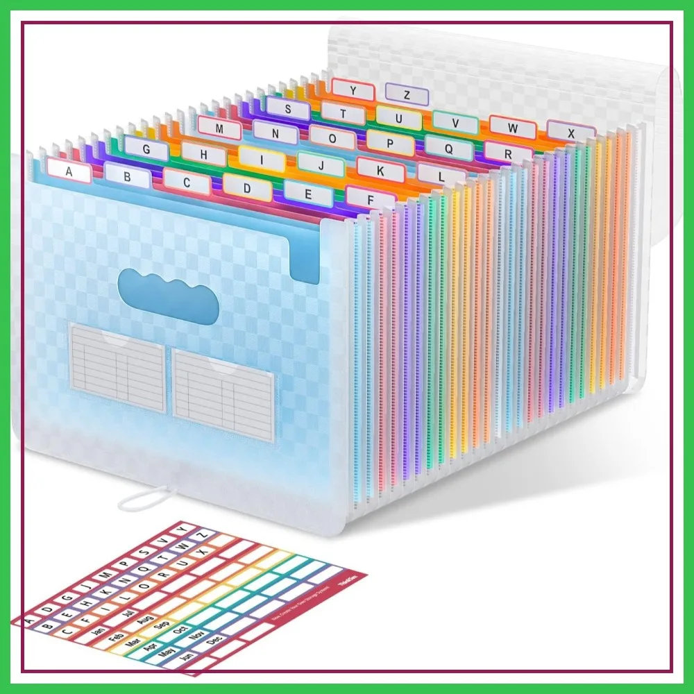 

26 Pocket Expanding File Folder, Accordion Organizer for Bills, Receipts, Documents, A-Z Colorful Tabs, Letter/A4 Size, Blue