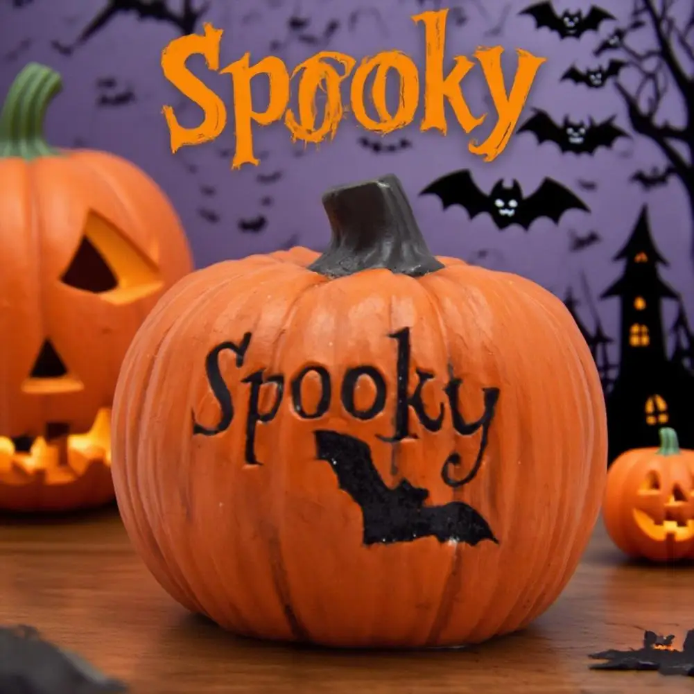 パンプキンデザイン 不気味なハロウィーンのカボチャの置物 かわいい農家の装飾 ホームマントルフロントドア用 樹脂製テーブルトップ ポーチ用