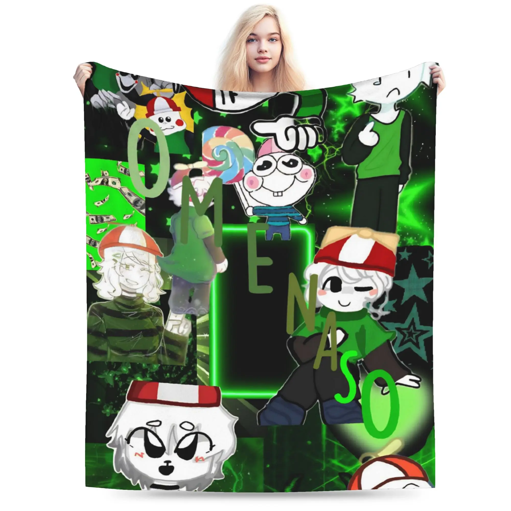 Super Soft Omenaso Cartoon Meme Throw Blanket Premium Flannel Fleece Lightweight Bed Blanket Fuzzy Plush Blankets All Season Use