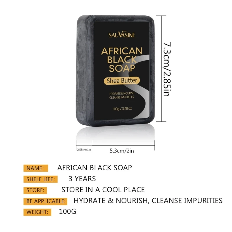 Natural African Black Soap Organic Soap Bars Hand Soap Face Soap Cleanser Nourishing Triple Milled Soap for Women Dropshipping