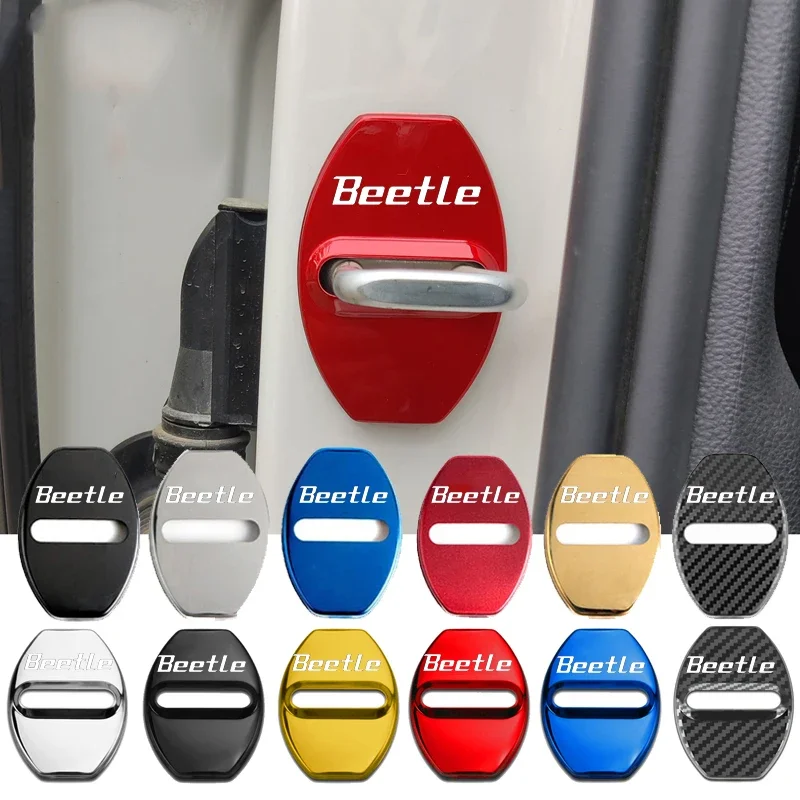 4Pcs Car Styling Door Lock Protective Cover Stickers for Volkswagen VW Beetle Emblem Anti-rust Covers Buckle Case Accessories