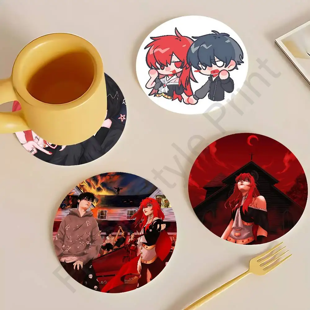 

A-Asteria K-Kets4eki PARTY4LIFE Round Wooden Coasters For Cute Design Suitable for Drinks Tea,Coffee Home Perfect Gift
