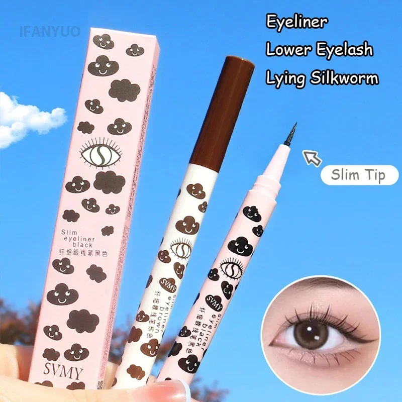 0.01mm Vloeibare Eyeliner Pen Ultradunne Matte Glad Sneldrogende Waterdichte Eyeliner Onderste Wimper Zijderups Potlood Niet Vlekken
