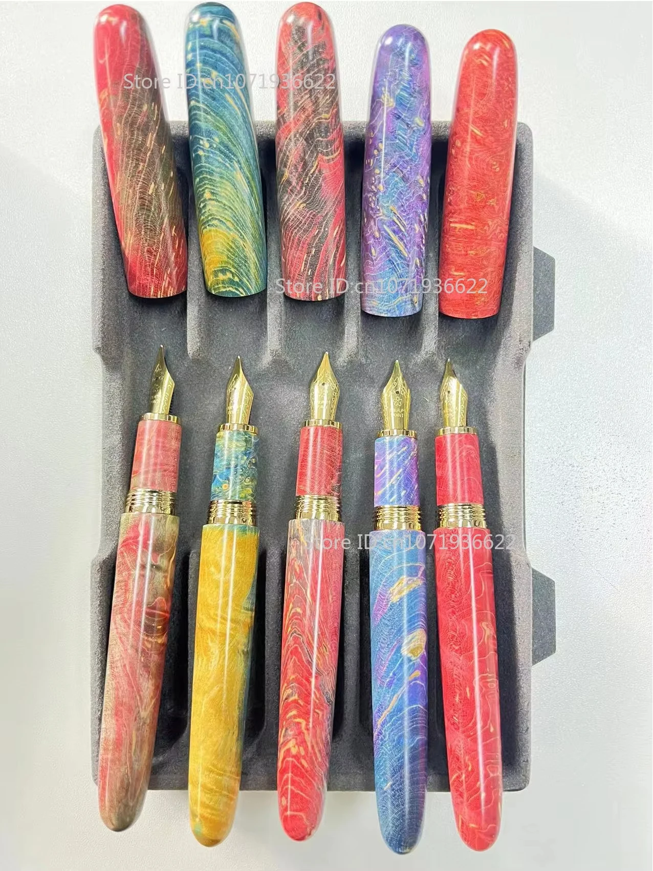 Jinhao Pattern Stabilized Wood Fountain Pen Handmade Lacquer Long Knife Nib Ink Pen School Office Supplies Students Writing Gift