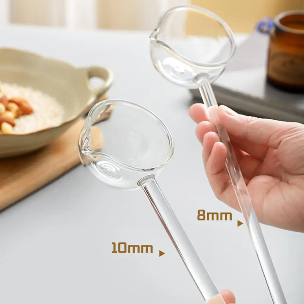 Hand-friendly Glass Utensil Handmade Glass Long Handle Spoon for Cooking Heat-resistant Kitchen Utensil Unique Serving for Home