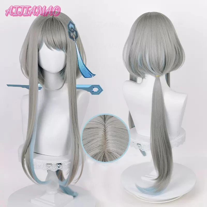 ¡Nuevo! Guizhong Peluca de juego Impact, pelucas sintéticas resistentes al calor + gorro de peluca, pelucas de Cosplay de Madame Ping, 90cm/45cm