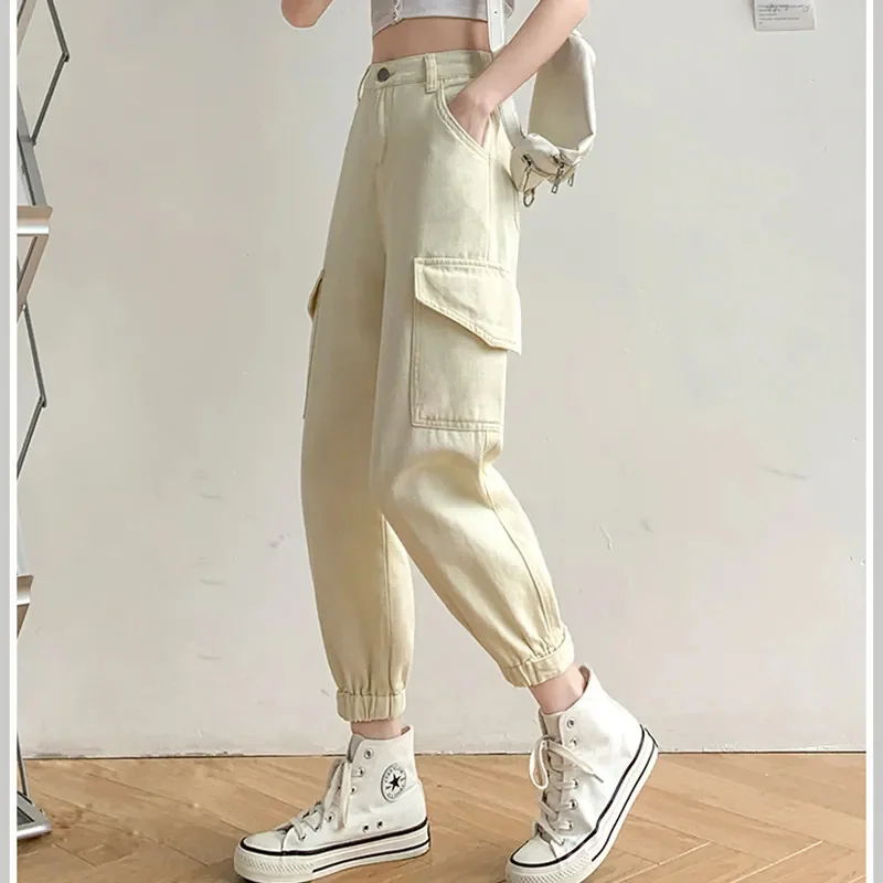 

Workwear Jeans For Women 2024 Autumn Korean New Foot binding Nine Points Haren Pants Female Loose Casual Long Pants