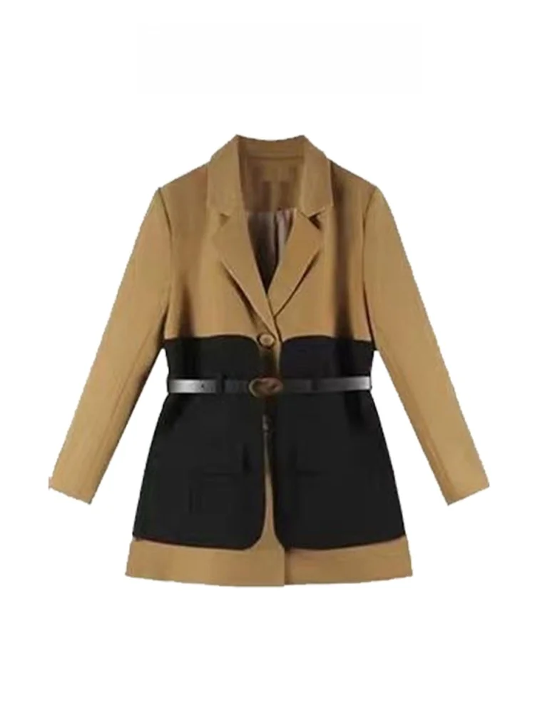 

Ele Color Blo Костюм Jaet Женский Весенне-Осенний Новый Sle Briti Sle Талия Cinching Утягивающий Маленький Топ в стиле вестерн