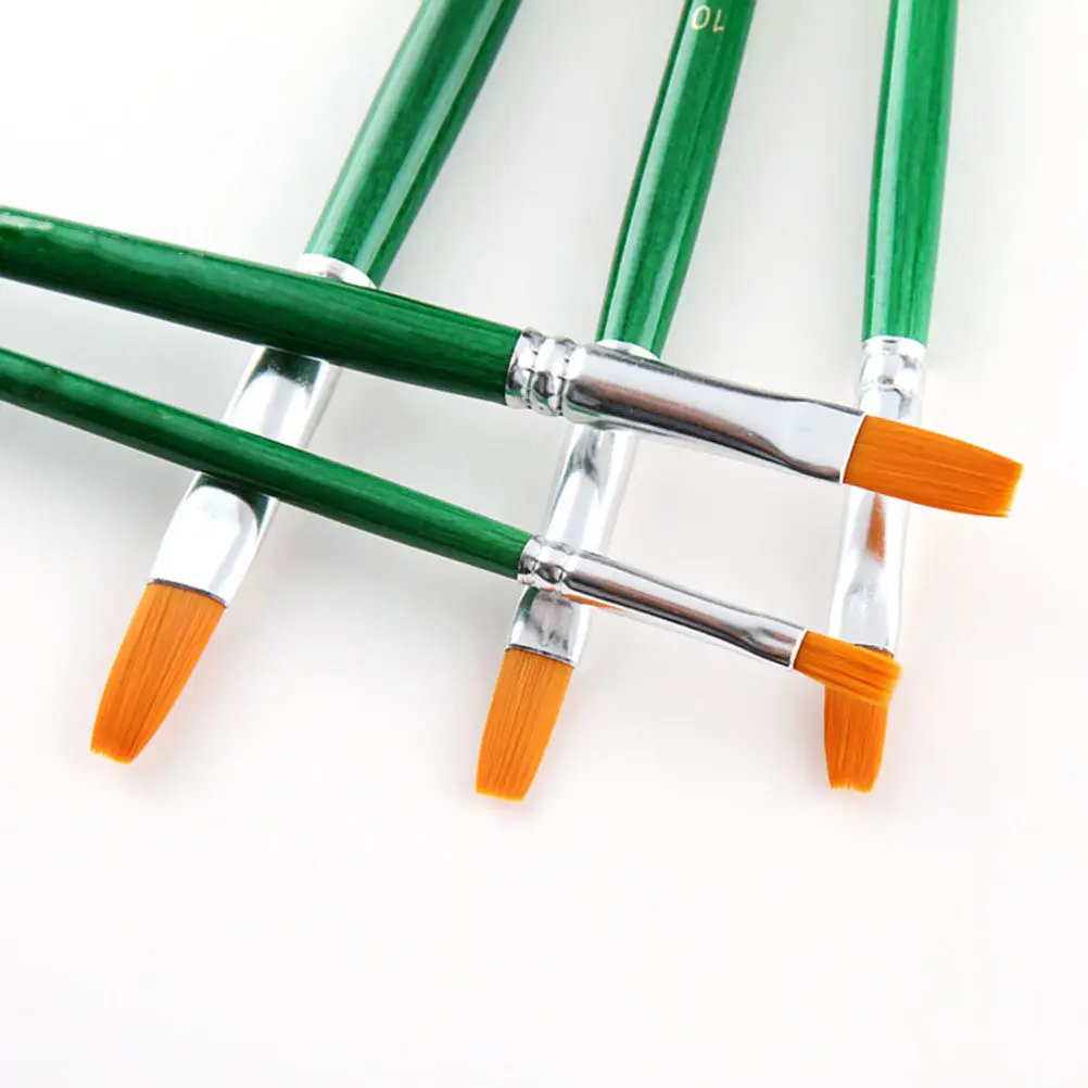 12Pieces Professional Artist Paint Brushes Set Green Wooden Handle 30Cm Acrylic Oil Watercolor Gouache Pottery Craft Painting