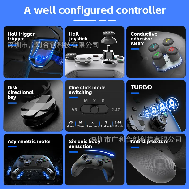 G6 Dual Hall Vibration Android IOS Interruptor de computador Joystick e controlador de jogo com recursos somatossensoriais