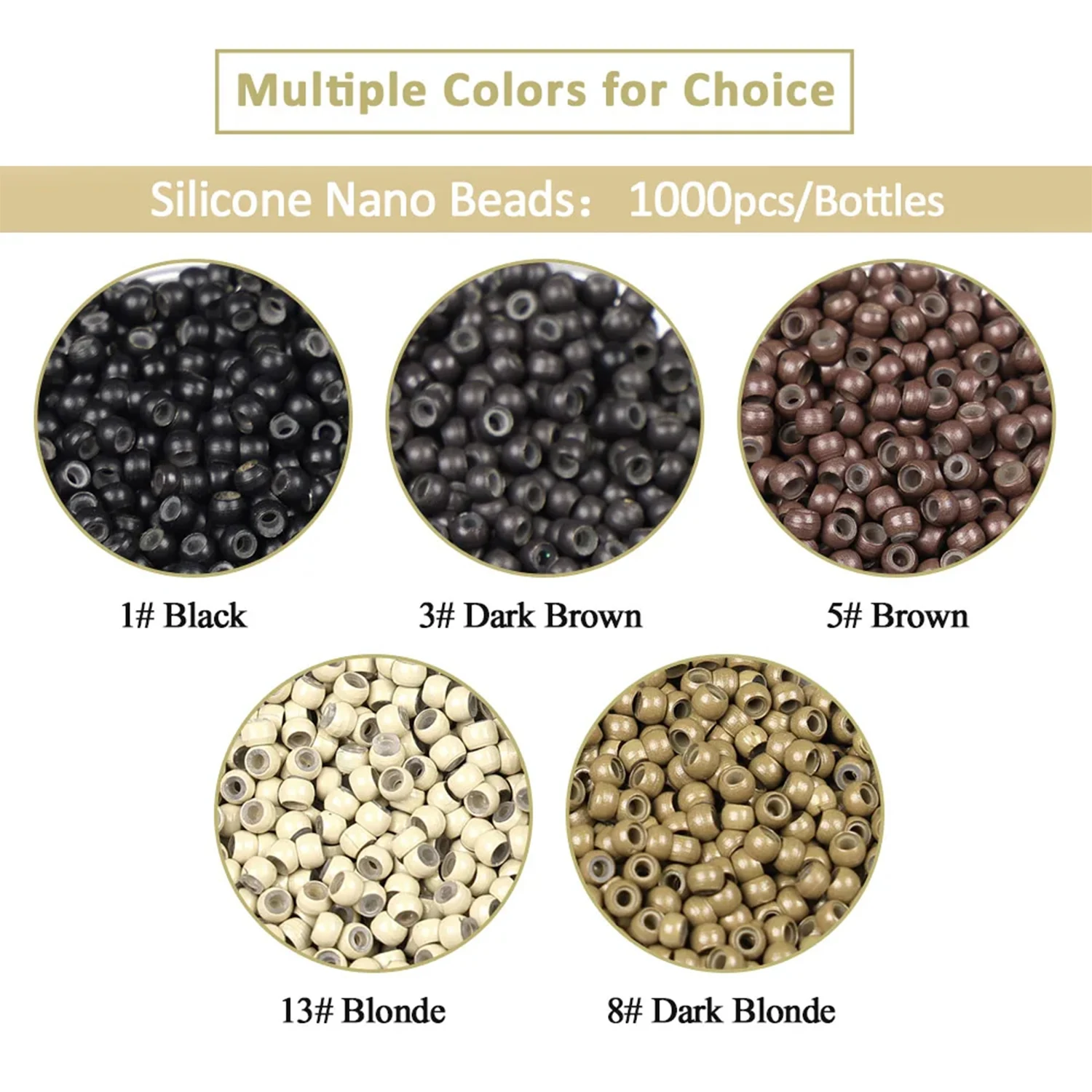 1000 PCS 3.0x1.8x2.2 mm Nano Silicone Lined Micro Ring Hair Extension Beads for Nano Tip Human Hair Extensions