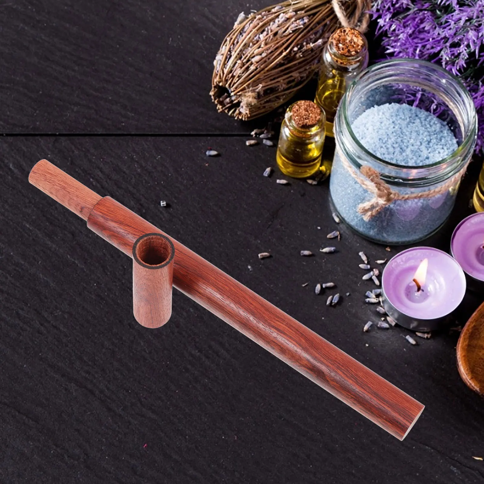 

2pcs Rosewood Incense Stick Holder Natural Wooden Storage Tube Dustproof Smooth Design Home Decor Incense Container