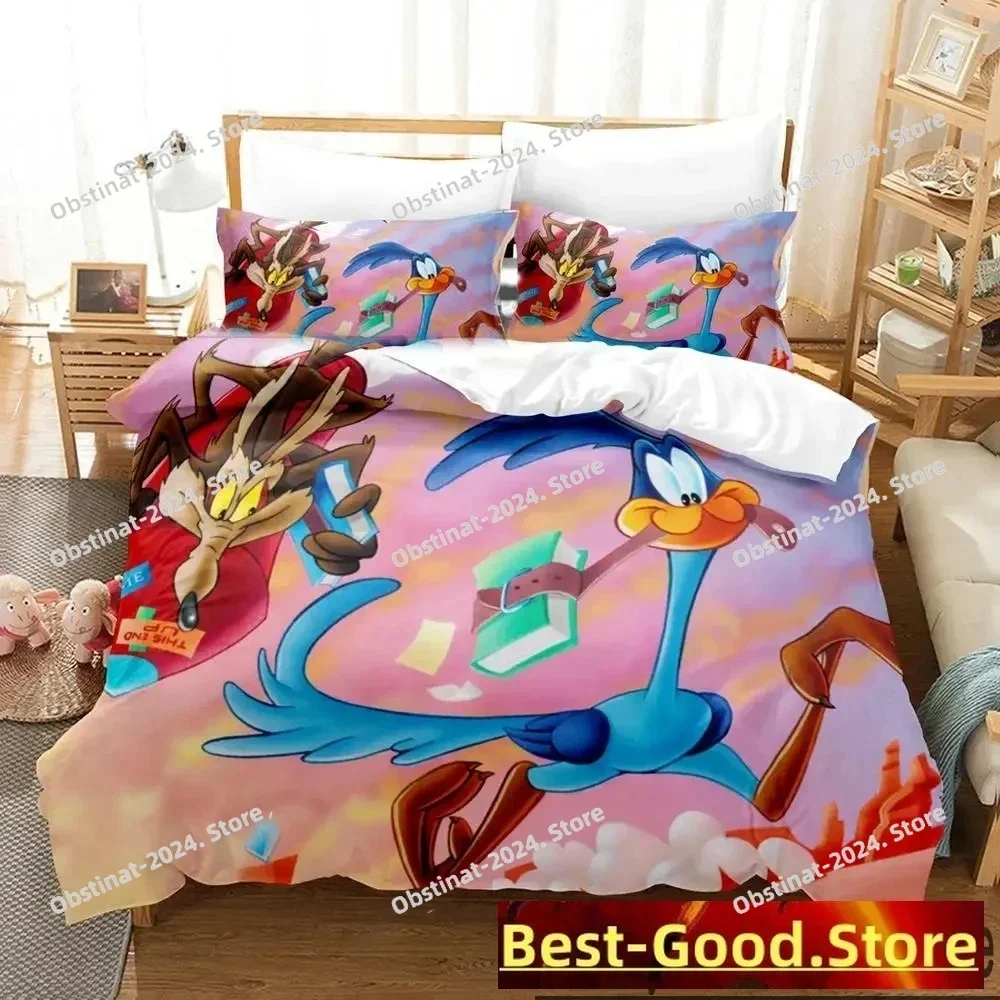 

3D Print Cartoon Wile E Coyote Road Runne Bedding Set Boys Girls Twin Queen King Size Duvet Cover Pillowcase Bed boys Adult