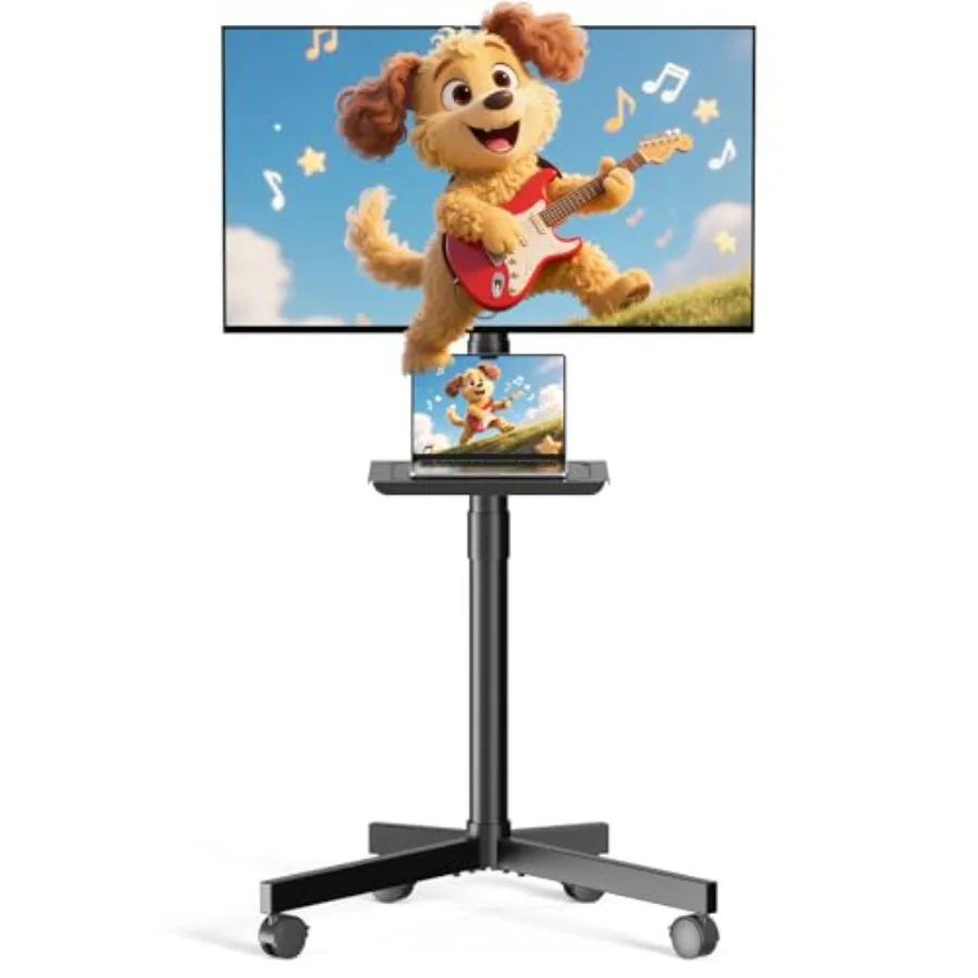 

Mobile TV Cart Rolling TV Stand for 23-60 Inch LCD LED Flat Curved Screens up to 88 lbs Height Adjustable Portable TV Stand on