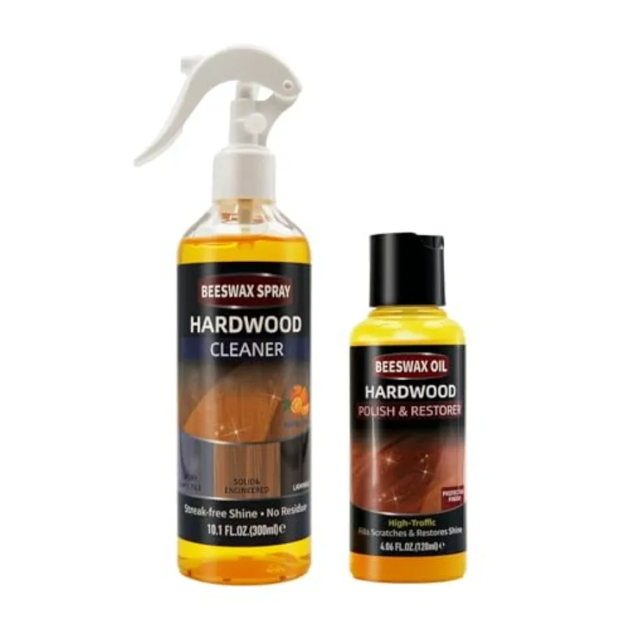 

Furniture Polish Kit: Wood Cleaner Spray and Nourishing Care Oil For Floors, Kitchen Tables, Desks and All Home Wood Furniture