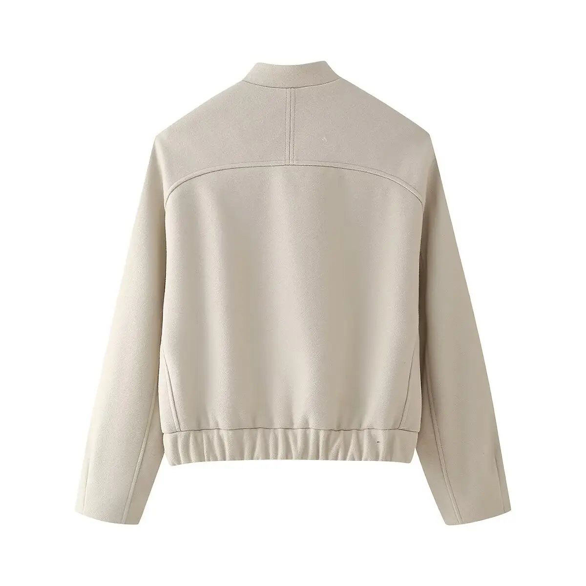 ZAB Autumn New Women's Faion ort Pilot Jaet Coat with Patch ket Design Windproof Polyester Fiber f High Collar