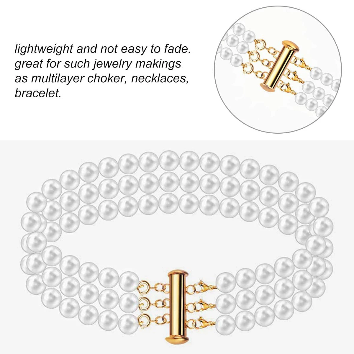 

8 Pcs Pearl Buckle Replacement Necklace Clasp Necklaces Connector Stack Alloy Layered Jewelry Accessories