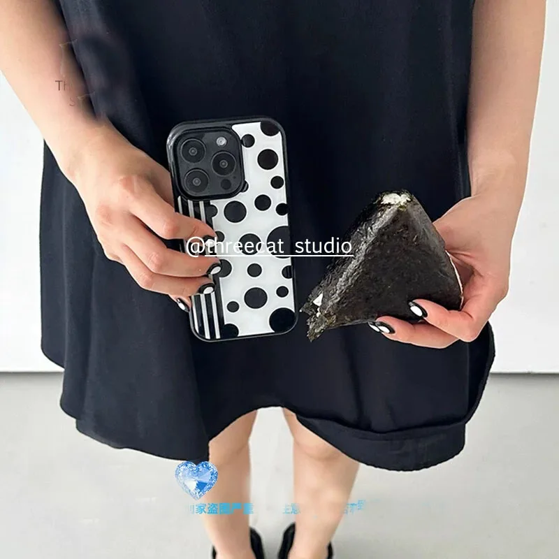 Funda Para Teléfono Con Rayas Verticales Y Puntos Negros Grandes Y Pequeños Para Iphone 17 16 15 14 13 12 11 Pro Max Plus 17Air, Cubierta Con Pegamento Anticaída — -77%, $7.36 Coupon, from $2.20 – 77% descuento – €2.20