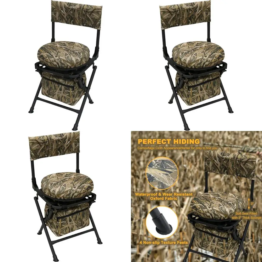 

Вращающееся на 360 градусов охотничье кресло для скрытых укрытий, складное охотничье сиденье, рыболовное кресло, легкое, портативное, с мягким сиденьем