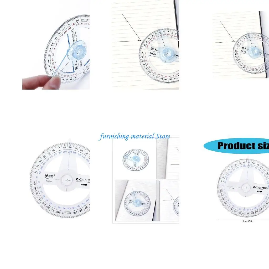 

Y5GD Plastic 360 Degree Protractor Ruler Finder Swing Arm School Office
