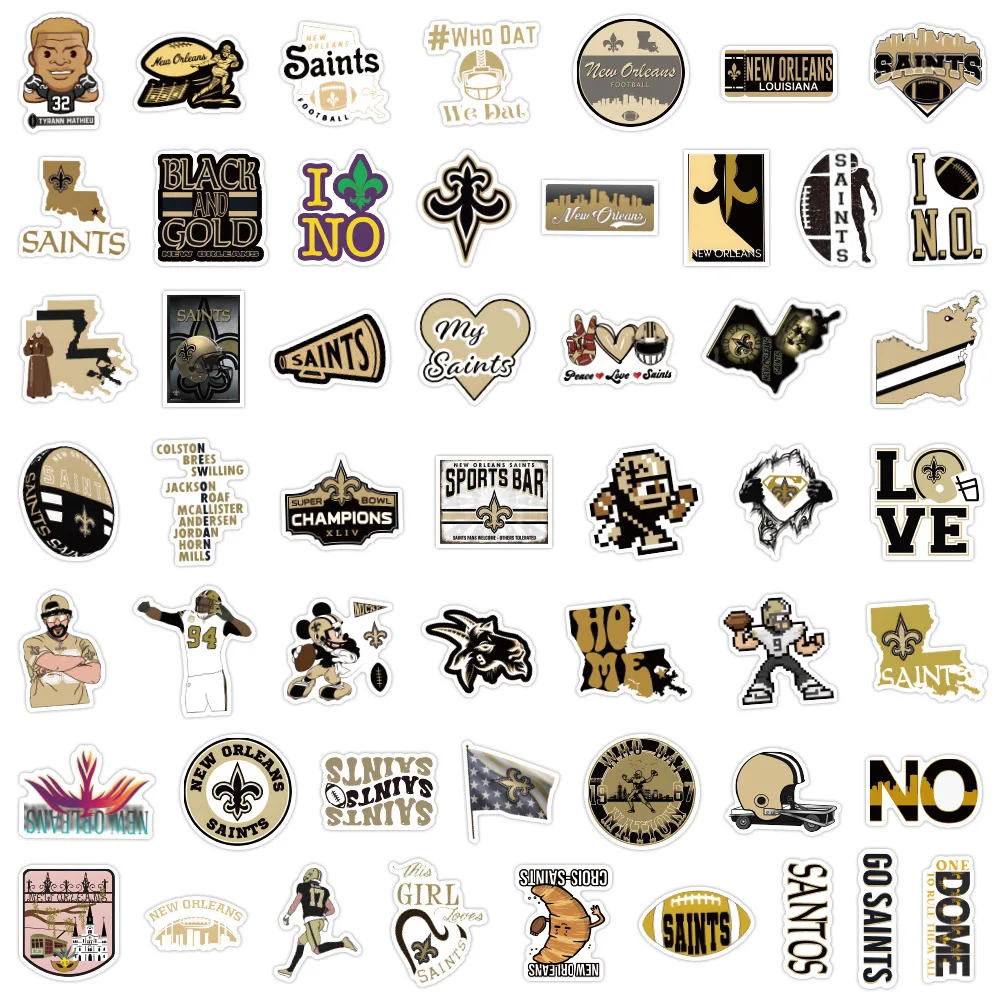 100PCS American Football New Orleans Saints Sticker Graffiti Stickers PVC Decal Luggage Laptop Waterproof Cool Kid Sticker Toys