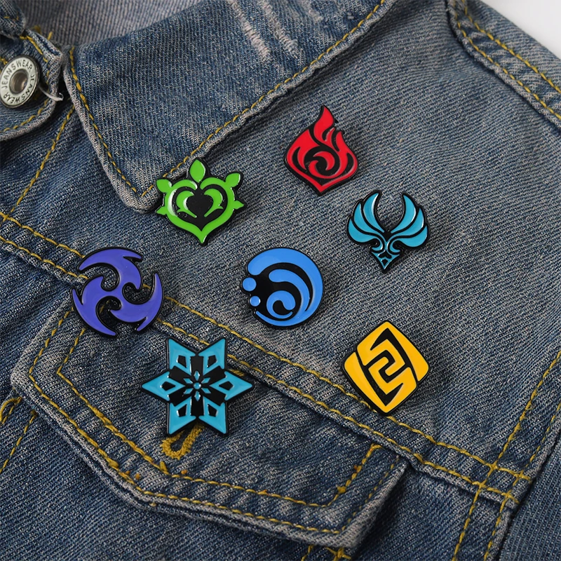 Impact Spell Weapon Enamel Pins Custom Wholesale Liyue Mondstadt Brooches Lapel Badges Game Anime Jewelry Gifts for Fans Friends