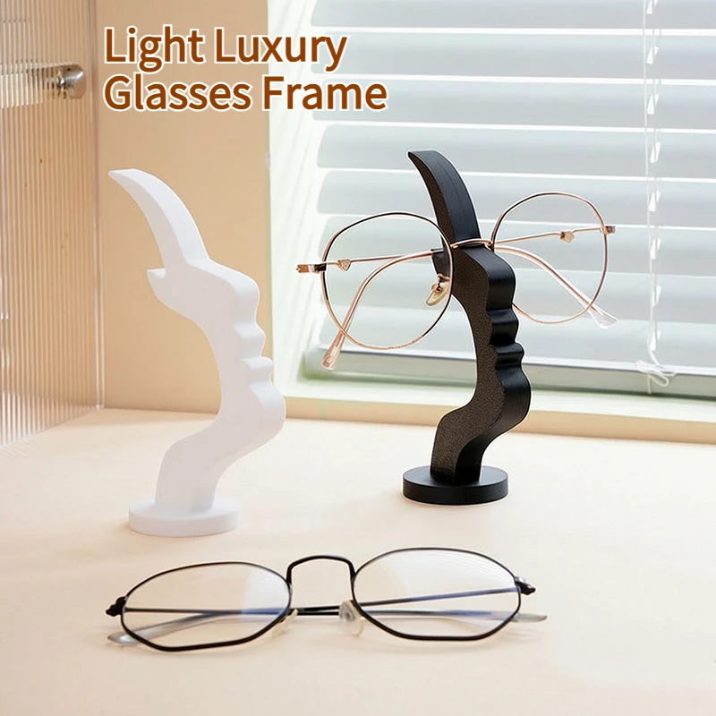 Creative Human Side Face Glasses Holder Minimalist Desktop Eyeglass Stand for Sunglasses Reading Glasses Home Office Desk Decor