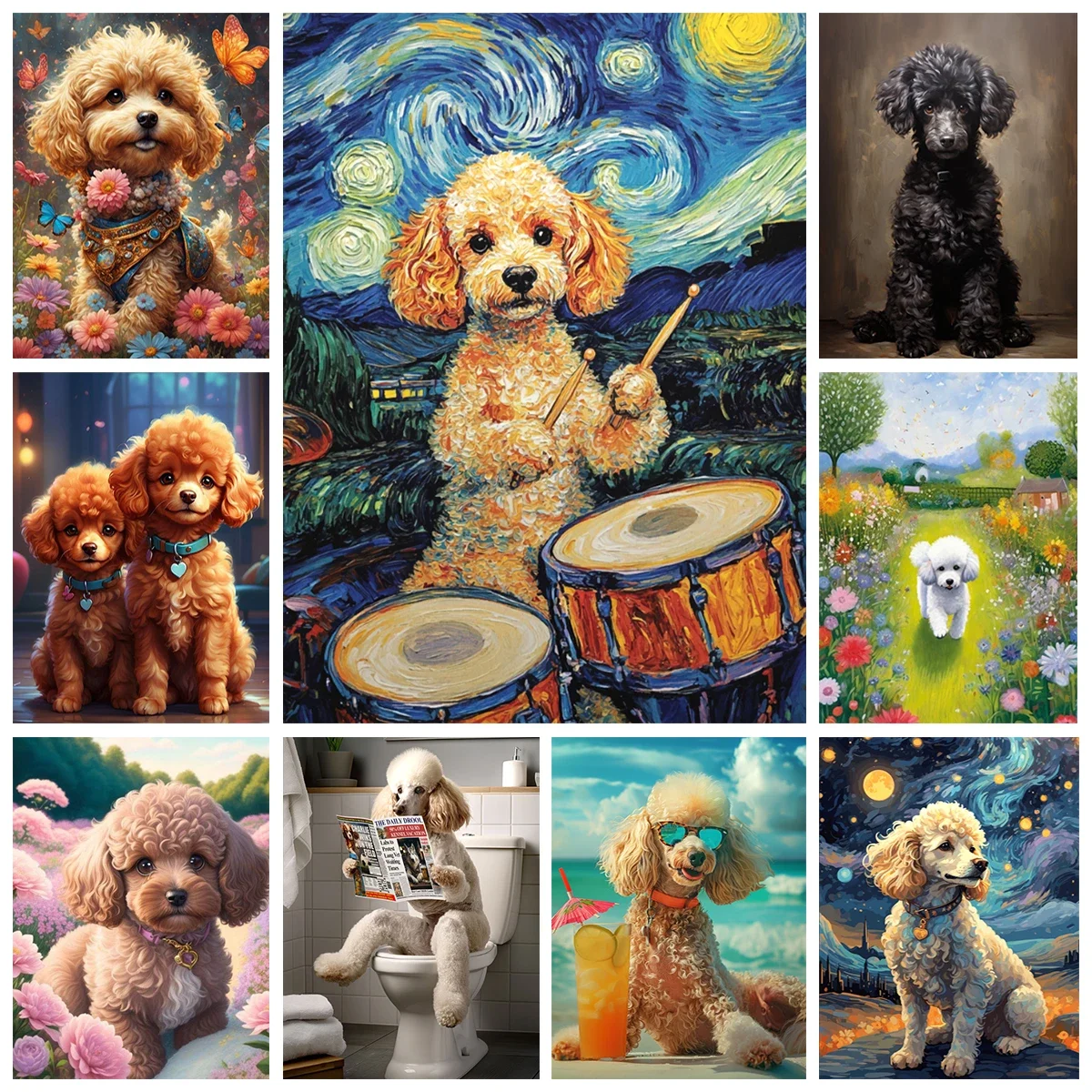 Pudel DIY Diamant Malerei Kit Haustier Hund Kunst Porträt 5D Diamant Stickerei Niedlichen Welpen Strass Home Decor Hand Mosaik Kunst Geschenk