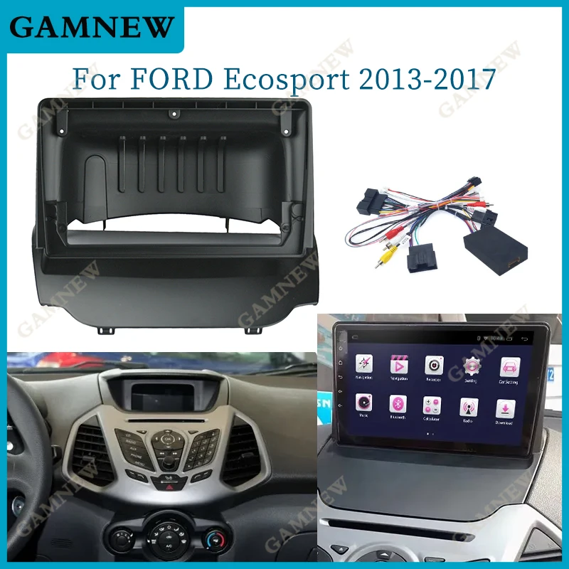 9 Inch Car Radio Fascia For Ford Ecosport 2013-2017 Video Panel Multimedia Player Audio Dash 2 Din Frame Mount Dash Kit