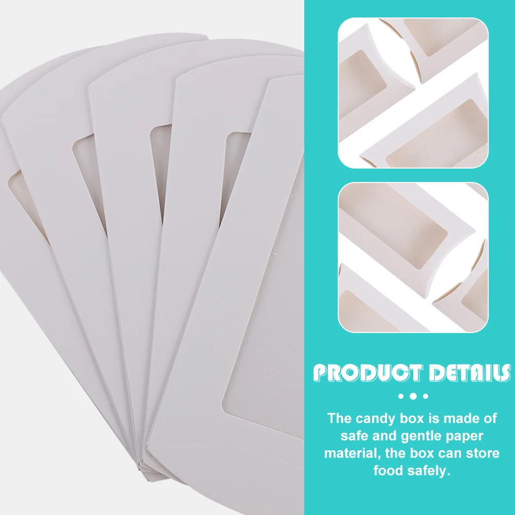 

10pcs Gift Packaging Boxes Candy Pillow Clear Window Paper Favor Box Wedding Party Dessert Storage Present Case