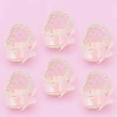 6 個ミニチュアフラワーデコレーション樹脂織バスケット家庭用品子供ギフトミニハウスオーナメントマイクロシーン装飾クラフト