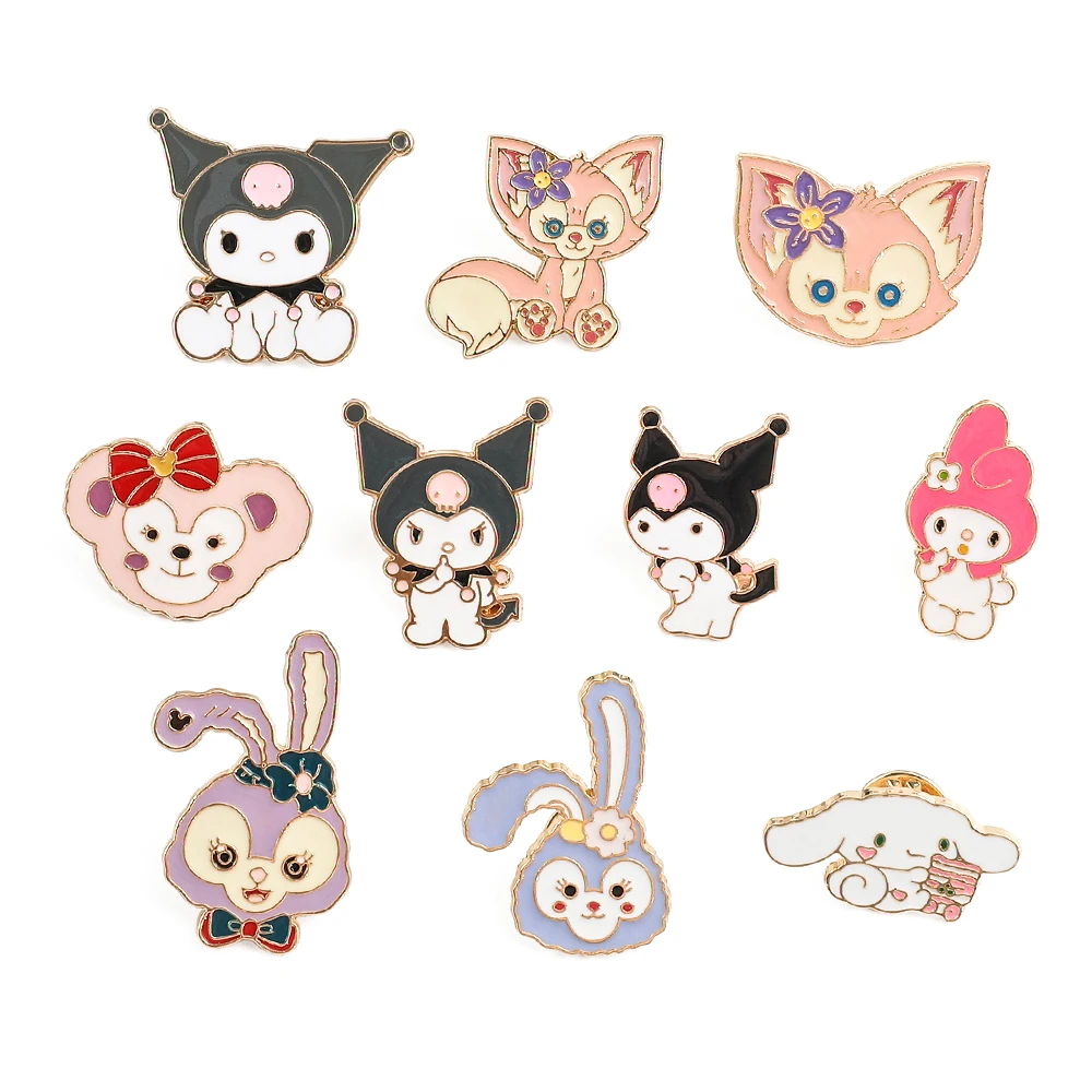 Bros Kawaii My Melody Sanrio bros bawah My Melo lucu lencana Pin anak-anak hadiah hati feminin