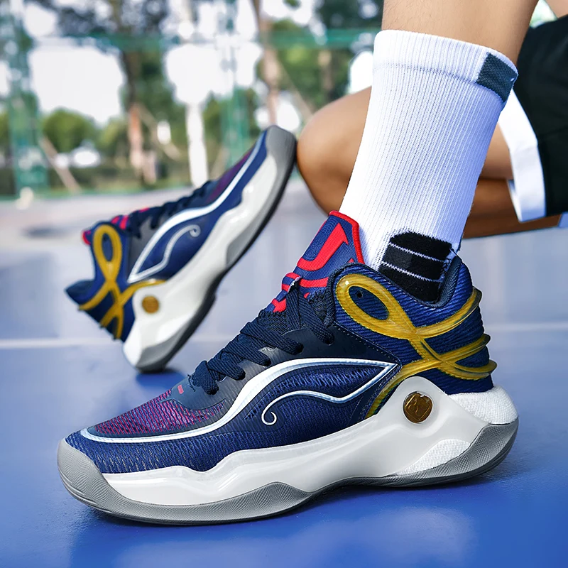 

2025 Summer New Couples Basketball Shoes Breathable Basketball Sneakers Shock-Absorbant High-top Sneakers Outdoor Trainers