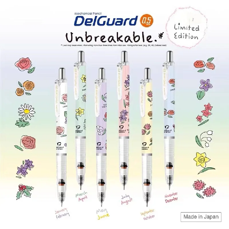 New Arriva MA85 Delguard Birth Flower Limited Edition Mechanical Pencil 0.5mm Japanese Stationery