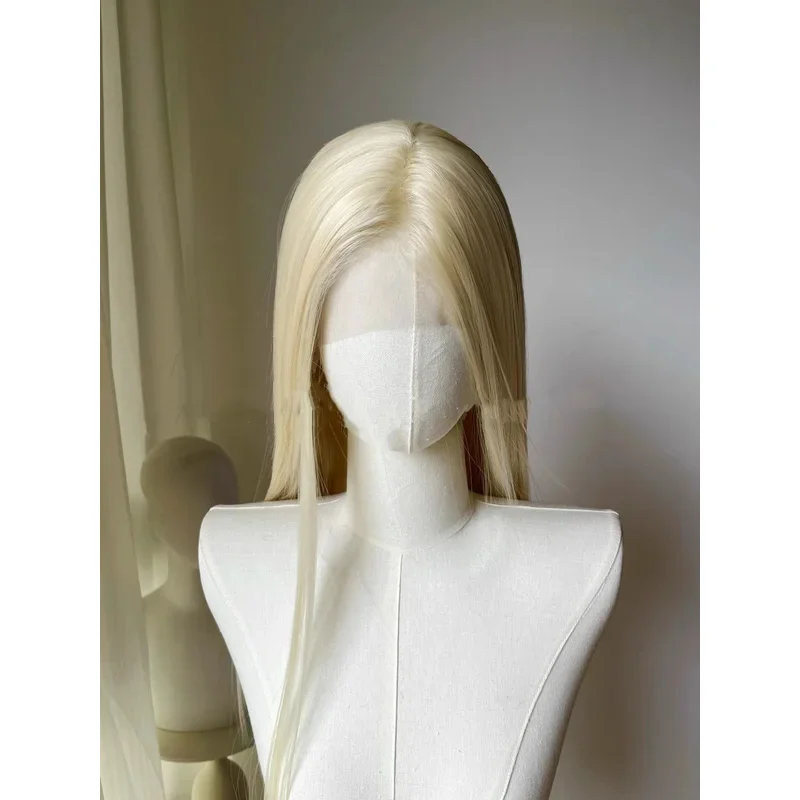

zizi 2025 Light Gold 13 * 4 Hand Hook Front Lace Headset, High Temperature Spinning, Long Straight Simulation Hair Wig