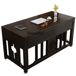 Mesa De Madeira Maciça Integrada Para Computador De Escritório, Mesa De Luxo Acessível, Caligrafia E Pintura, Mobiliário Ebony