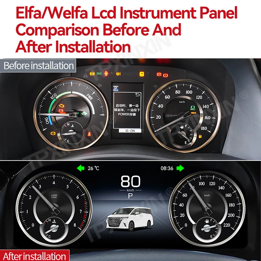 Car Digital Cluster For Toyota Alphard 2015 2016 2017-2022 LCD Dashboard Meter Instrument Panel Virtual Cockpit Camera Head Unit