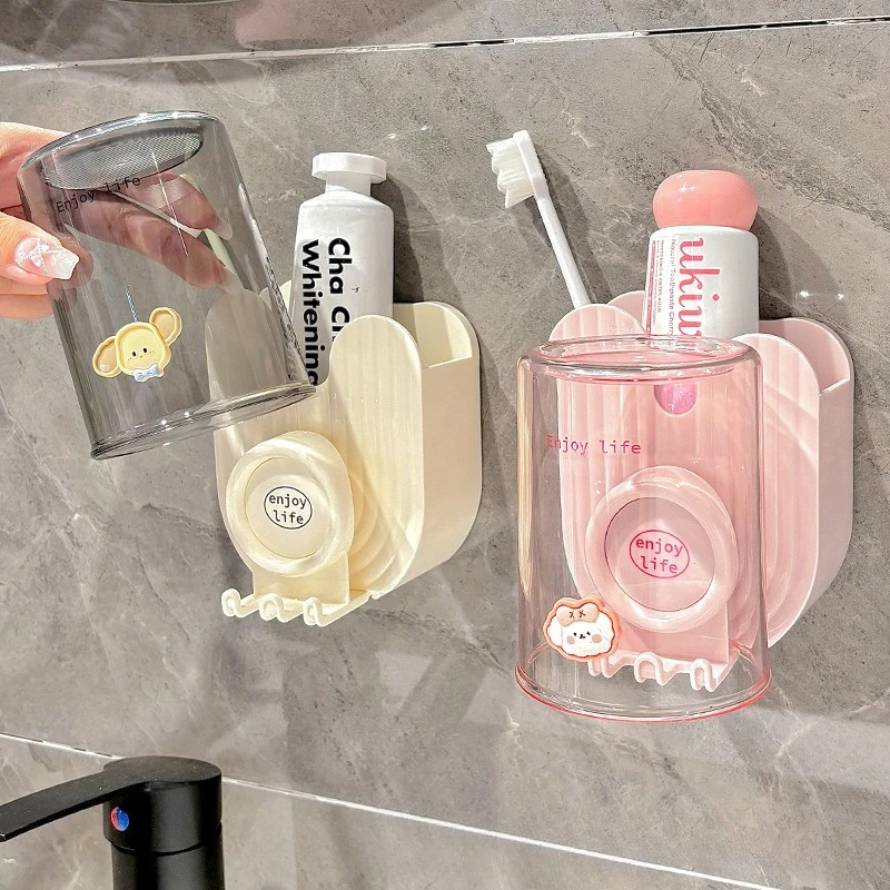 칫솔 보관함, 욕실용 벽걸이형 전동 칫솔 및 양치컵 보관함