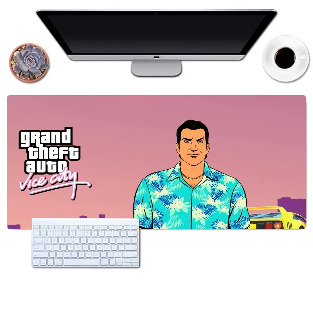 Grand Theft Auto Vice City Game GTA Mousepad Gaming Office Desk Pad grande per Computer tappetino per Mouse con medetta antiscivolo