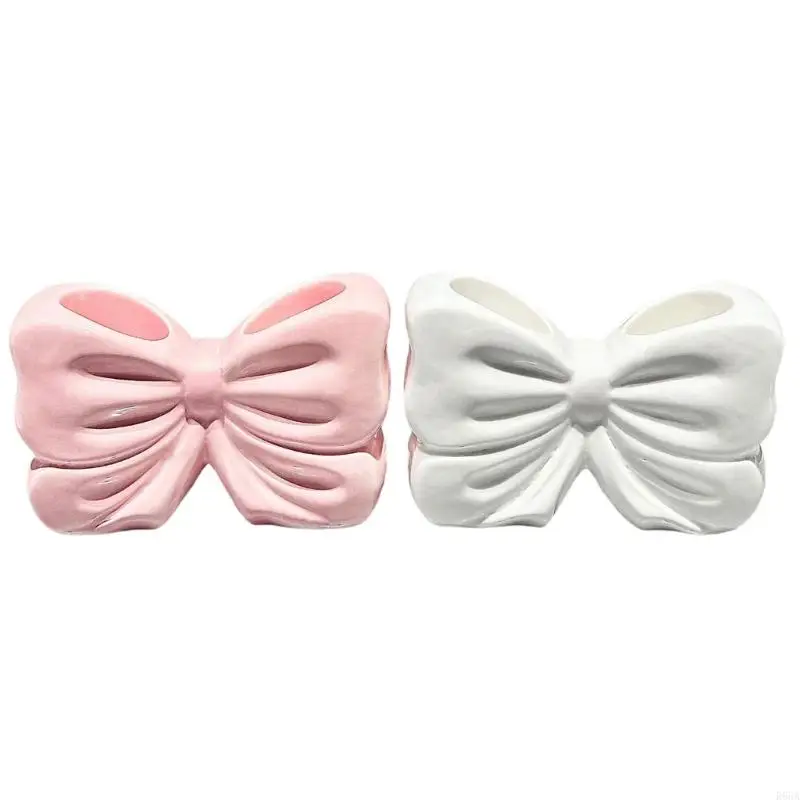 

R66A Modern Ceramic Toothbrush Holder Bathroom Countertop Organizers Bowknot Styles
