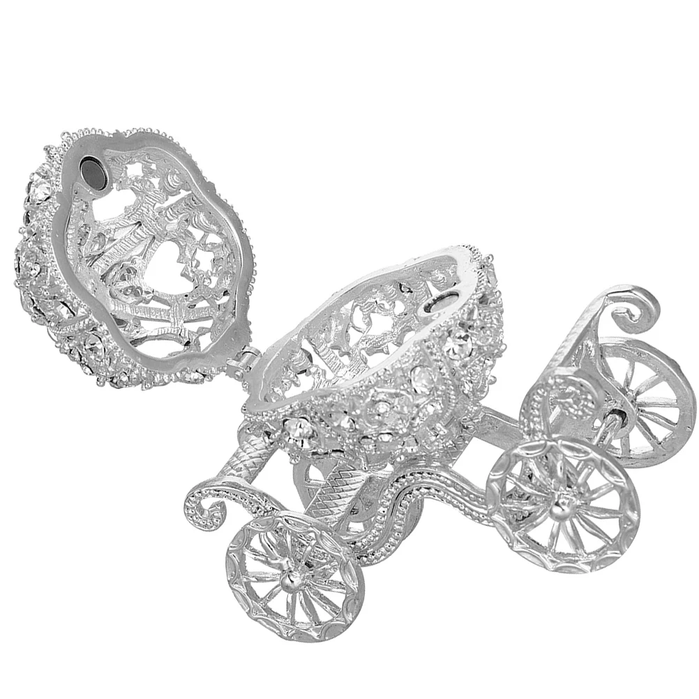 Elegant Carriage Jewelry Gift Boxes Boxes Silver Home Decor Pumpkin Jewelry Storage Container Metal Keepsake Box