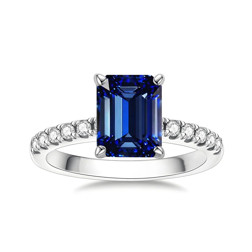 

Серебряное кольцо S925 с прямоугольным сапфиром в форме сахарного кубика, модное, элегантное, изысканное, высококачественное женское кольцо.