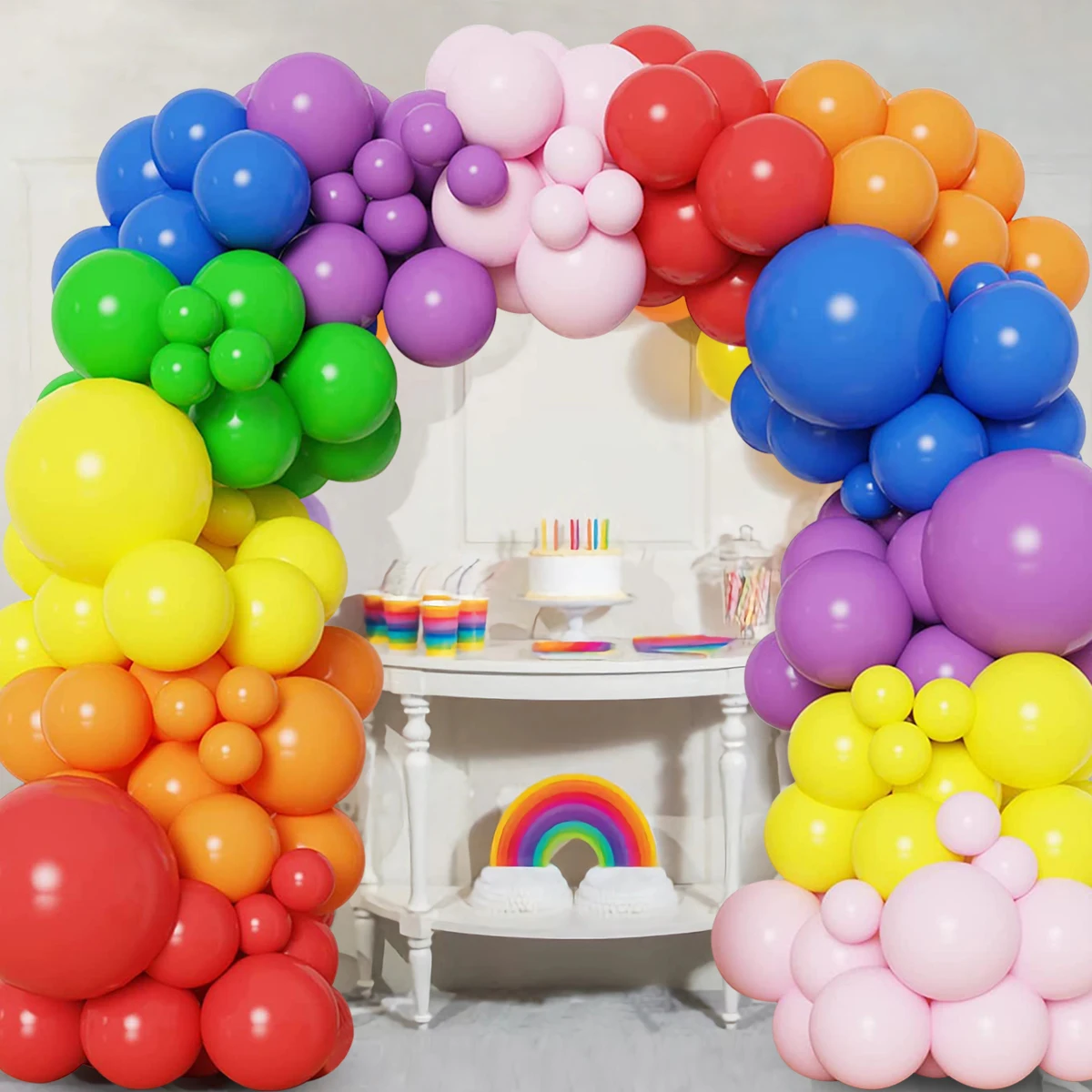 Colorful Rainbow Balloon Garland Arch Kit Multicolor Latex Ballons Decoration Wedding Birthday Decor Kid Baby Shower Favor Party