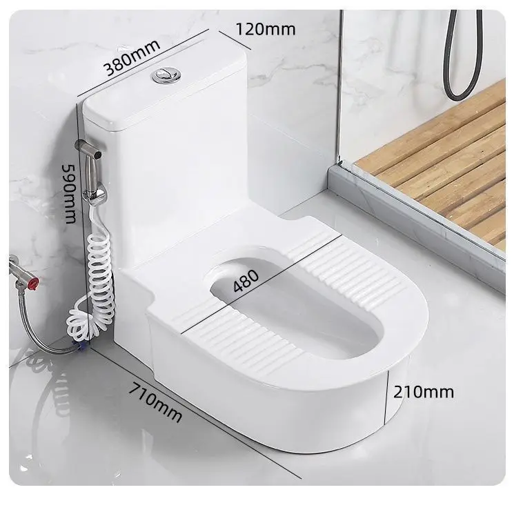 Integrated with curved pit-free squatting toilet, toilet seat is changed to squatting toilet artifact, squatting toilet free