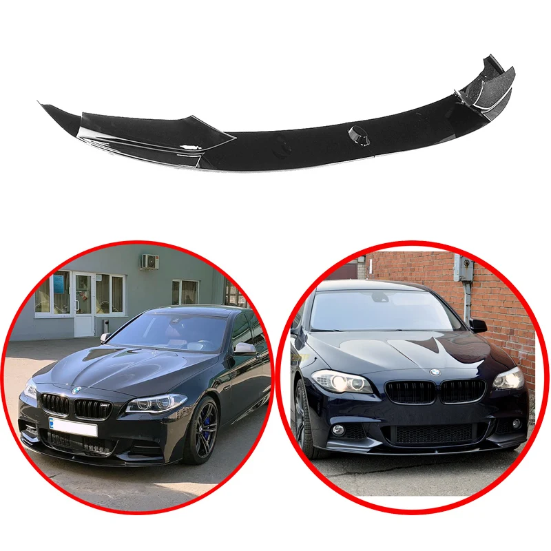 

For BMW F10 5 Series 535i 528i M Sport 2011-2016 High Quality ABS Front Bumper Lip Spoiler Glossy Black Or Carbon Fiber Look