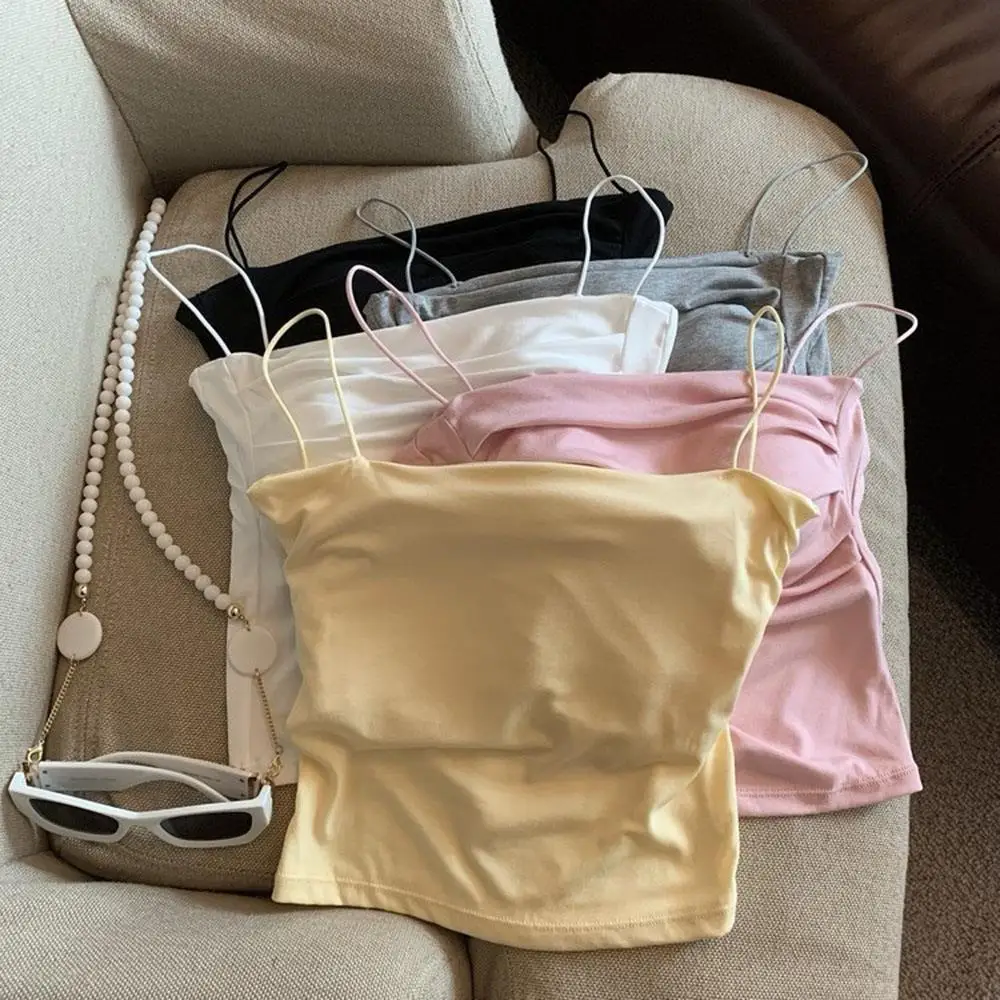 섹시한 민소매 탱크 탑 여성 캐주얼 조끼 얇은 스트랩과 뷰티 백 캐미솔 여름 여성 브래지어 란제리 티셔츠 streetwear