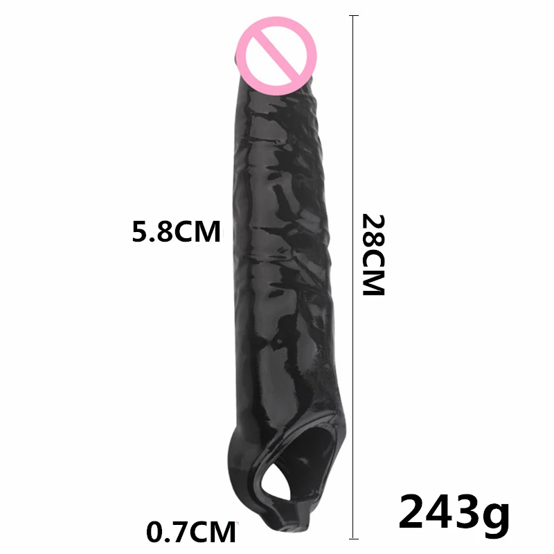 Penis Extension Big Cock Sleeve Reusable Silicone Condom Penile Extender Stretcher Sex Toys For Men Delay Dick Enlarge Adults 18