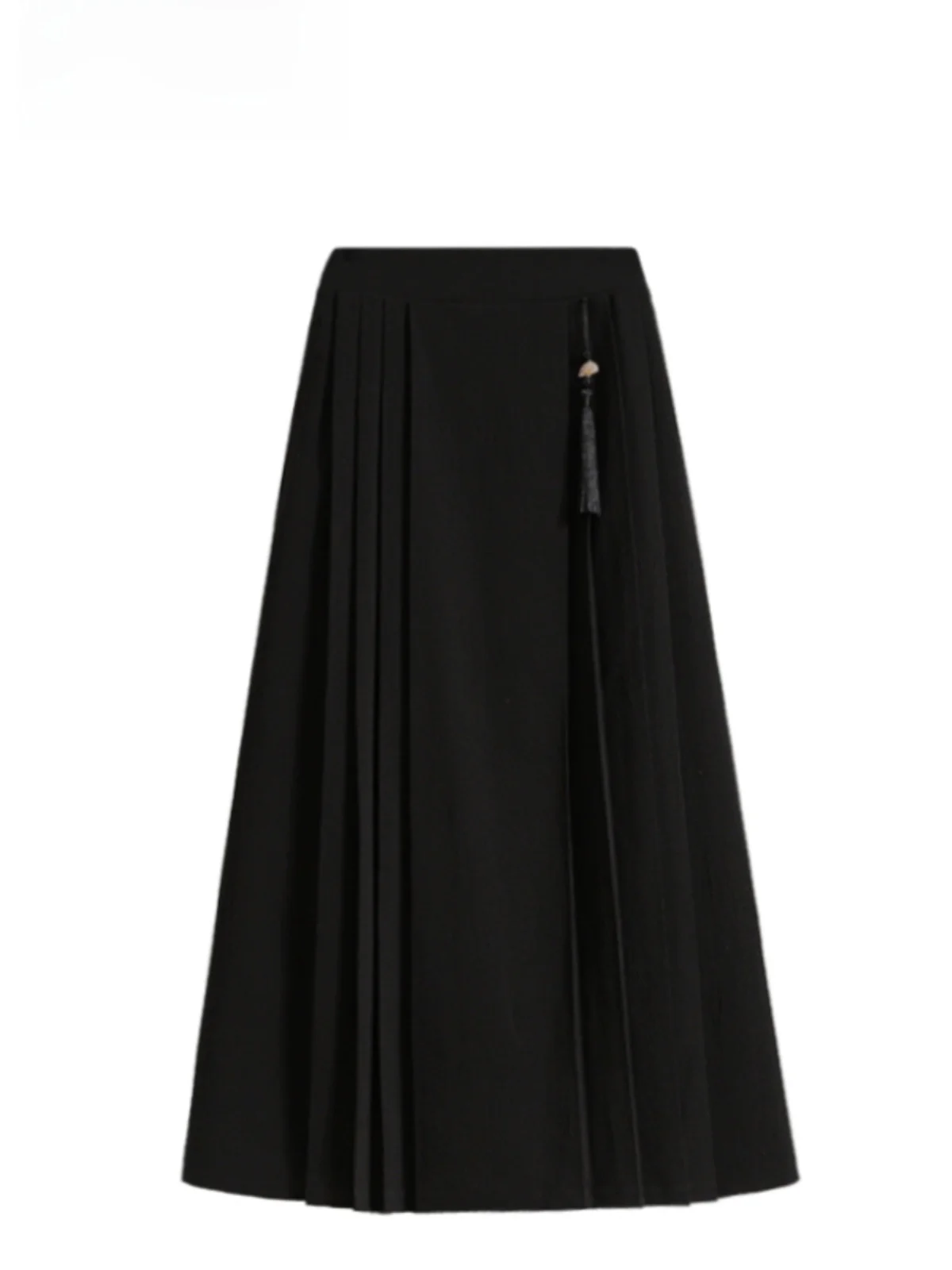 

Юбка миди А-силуэта с высокой талией для полных женщин, корейский стиль, повседневная, из смесового полиэстера и хлопка, плиссированная юбка с высокой талией