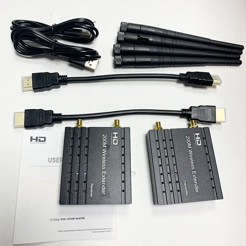 200M Wireless  Extender HDMI-compatible Transmitter 1080P WiFi for  Video Extender support 1 TX to 2/3/4 RX Display for Laptop